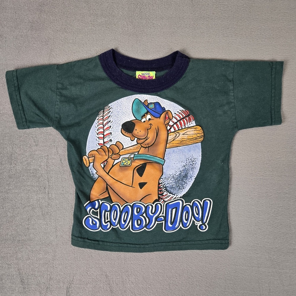 Vintage Y2K Scooby-Doo Shirt Youth Small‎ Green Cartoon Network Baseball Sports
